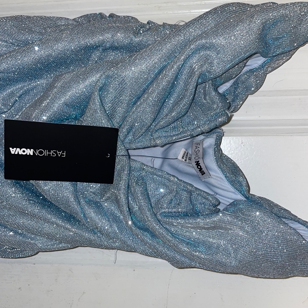 NEW FASHION NOVA METALLIC BLUE DRESS